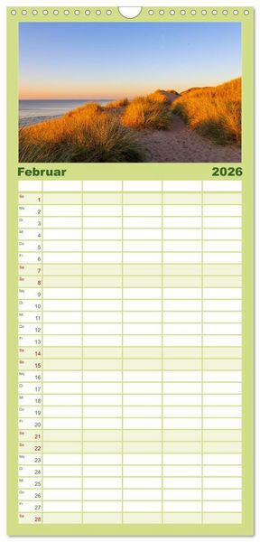 Produktbild: Familienplaner 2026 - Sylt - Magie der Abendstunden mit 5 Spalten (Wandkalender, 21 x 45 cm) CALVENDO