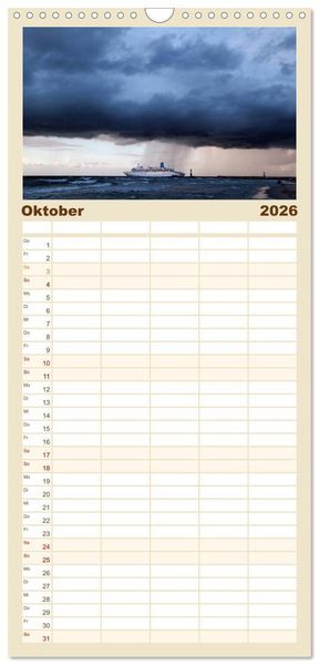 Produktbild: Familienplaner 2026 - Ostseebad Warnem&uuml;nde mit 5 Spalten (Wandkalender, 21 x 45 cm) CALVENDO