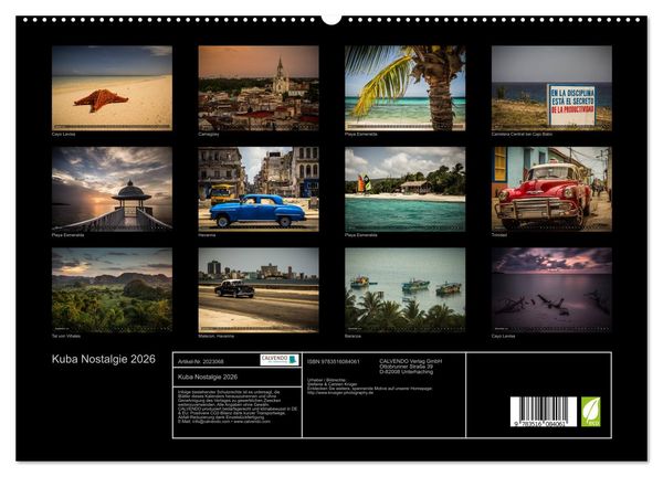 Produktbild: Kuba Nostalgie 2026 (hochwertiger Premium Wandkalender 2026 DIN A2 quer), Kunstdruck in Hochglanz