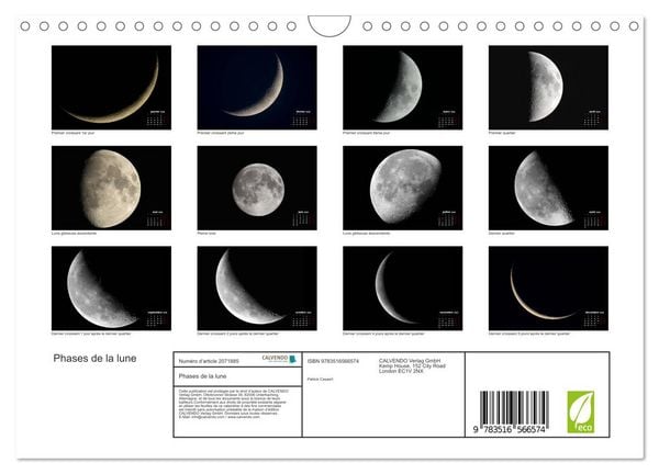 Produktbild: Phases de la lune (Calendrier mural 2026 DIN A4 vertical), CALVENDO calendrier mensuel