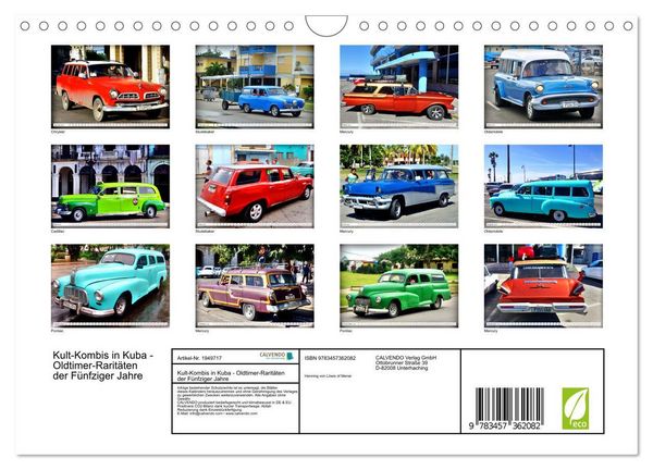 Produktbild: Kult-Kombis in Kuba - Oldtimer-Rarit&auml;ten der F&uuml;nfziger Jahre (Wandkalender 2026 DIN A4 quer), CALVENDO Monatskalender