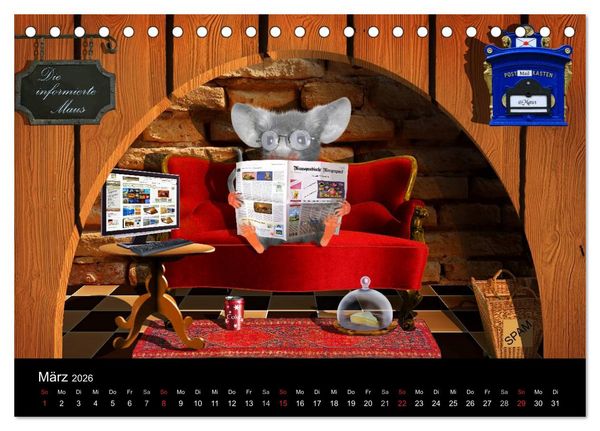 Produktbild: Hier ist die Maus zuhaus' (Tischkalender 2026 DIN A5 quer), CALVENDO Monatskalender