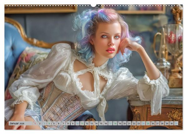 Produktbild: Frauen und Korsetts - Malerische Werke (hochwertiger Premium Wandkalender 2026 DIN A2 quer), Kunstdruck in Hochglanz