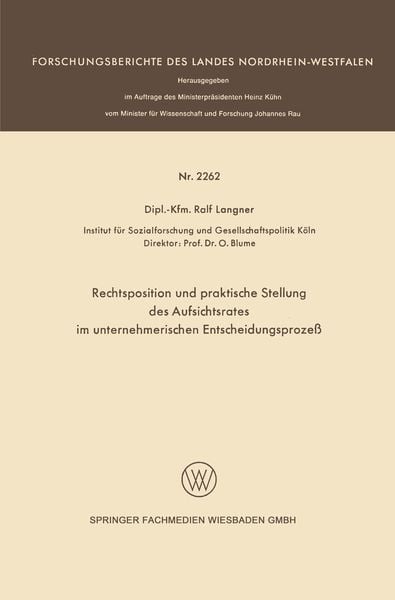 Produktbild: Rechtsposition und praktische Stellung des Aufsichtsrates im unternehmerischen Entscheidungsproze&szlig;