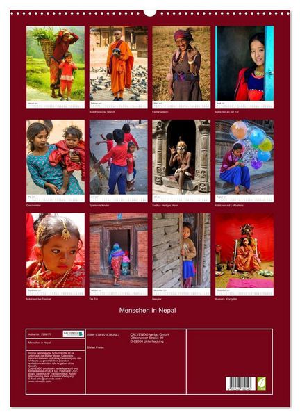 Produktbild: Menschen in Nepal (Wandkalender 2027 DIN A2 hoch), CALVENDO Monatskalender