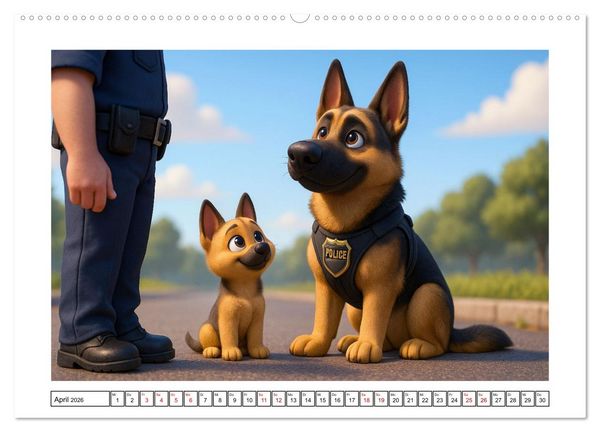 Produktbild: Sch&auml;ferhund im fr&ouml;hlichen Dienst (hochwertiger Premium Wandkalender 2026 DIN A2 quer), Kunstdruck in Hochglanz