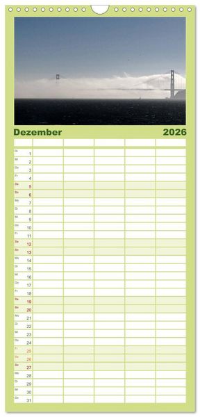 Produktbild: Familienplaner 2026 - San Francisco Westk&uuml;ste USA mit 5 Spalten (Wandkalender, 21 x 45 cm) CALVENDO