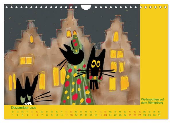 Produktbild: Frau Kami Katze entdeckt Frankfurt am Main (Wandkalender 2026 DIN A4 quer), CALVENDO Monatskalender