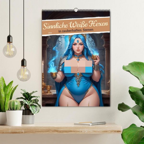 Produktbild: Sinnliche Wei&szlig;e Hexen in zauberhaften Szenen (Wandkalender 2026 DIN A2 hoch), CALVENDO Monatskalender
