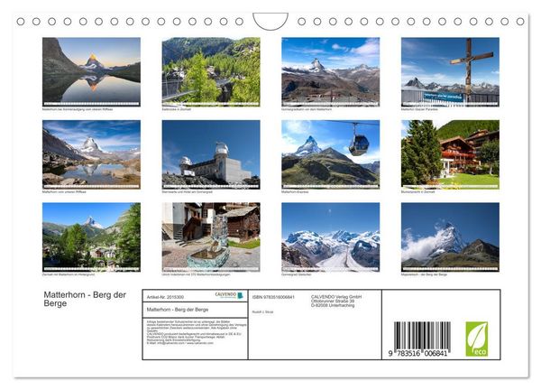Produktbild: Matterhorn - Berg der Berge (Wandkalender 2026 DIN A4 quer), CALVENDO Monatskalender