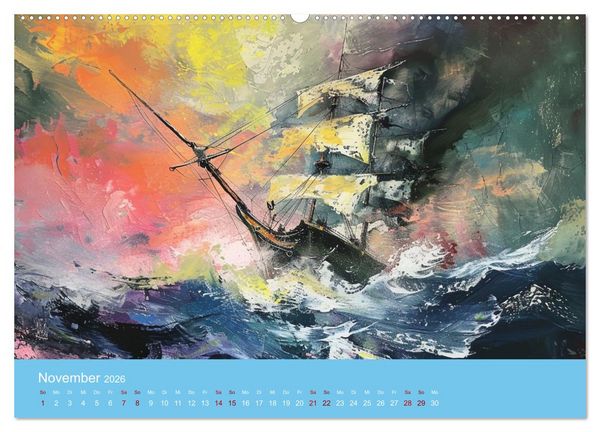 Produktbild: Das trunkene Schiff mit Bildern im William Turner-Stil (hochwertiger Premium Wandkalender 2026 DIN A2 quer), Kunstdruck in Hochglanz
