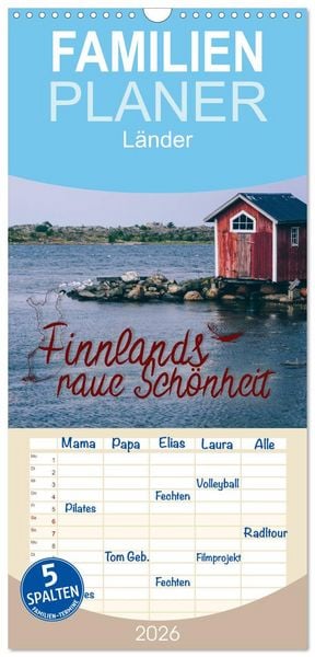 Produktbild: Familienplaner 2026 - Finnlands raue Sch&ouml;nheit mit 5 Spalten (Wandkalender, 21 x 45 cm) CALVENDO