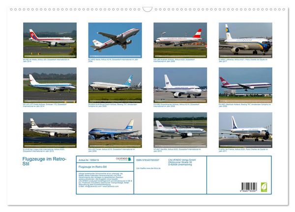 Produktbild: Flugzeuge im Retro-Stil (Wandkalender 2026 DIN A2 quer), CALVENDO Monatskalender