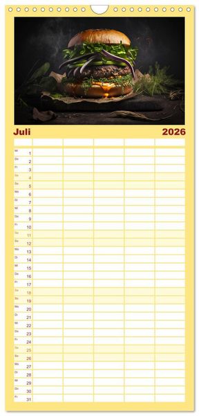 Produktbild: Familienplaner 2026 - Burgerfood mit 5 Spalten (Wandkalender, 21 x 45 cm) CALVENDO