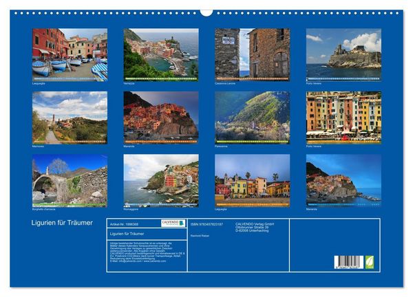 Produktbild: Ligurien f&uuml;r Tr&auml;umer (Wandkalender 2026 DIN A2 quer), CALVENDO Monatskalender