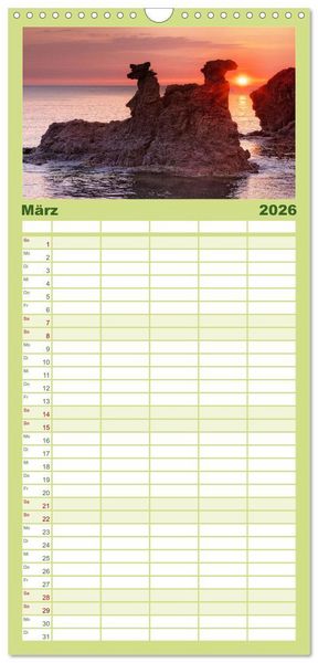 Produktbild: Familienplaner 2026 - Bornholm Juwel der Ostsee mit 5 Spalten (Wandkalender, 21 x 45 cm) CALVENDO