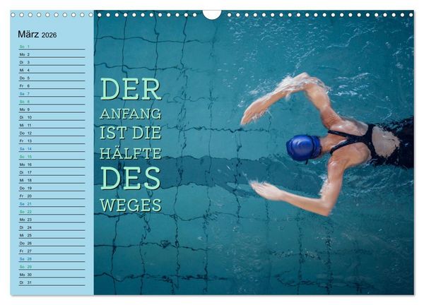 Produktbild: Wassersport - Schwimmen und SUP mit coolen Spr&uuml;chen (Wandkalender 2026 DIN A3 quer), CALVENDO Monatskalender