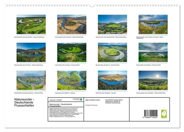 Produktbild: Naturwunder - Deutschlands Flussschleifen (hochwertiger Premium Wandkalender 2027 DIN A2 quer), Kunstdruck in Hochglanz