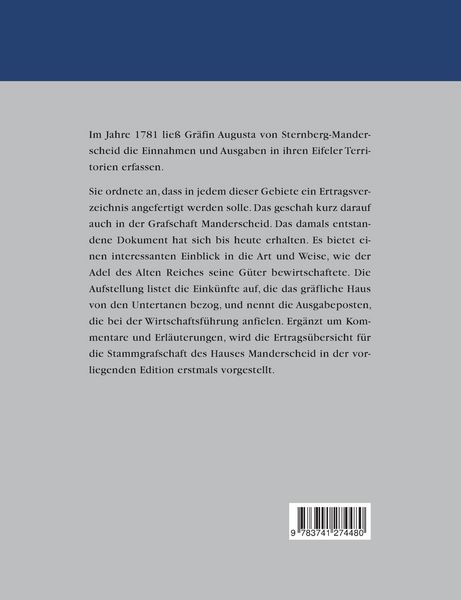 Produktbild: Die Grafschaft Manderscheid und ihre Ertr&auml;ge um 1780