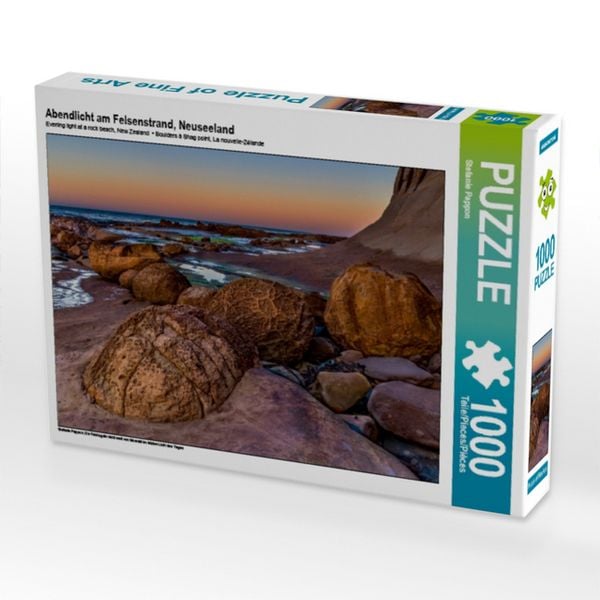 Produktbild: CALVENDO Puzzle Abendlicht am Felsenstrand, Neuseeland | 1000 Teile Lege-Gr&ouml;&szlig;e 64x48cm Foto-Puzzle f&uuml;r gl&uuml;ckliche Stunden
