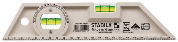 Produktbild: Stabila Type 104 ALLROUND 6901 Mini-Wasserwaage 25cm 1 mm/m