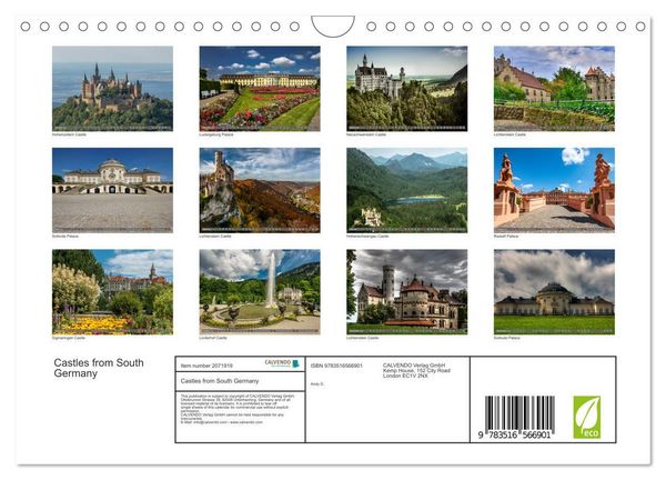Produktbild: Castles from South Germany (Wall Calendar 2026 DIN A4 landscape), CALVENDO 12 Month Wall Calendar