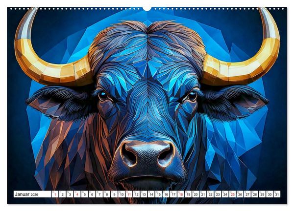 Produktbild: Low Poly Wildlife (Wandkalender 2026 DIN A2 quer), CALVENDO Monatskalender