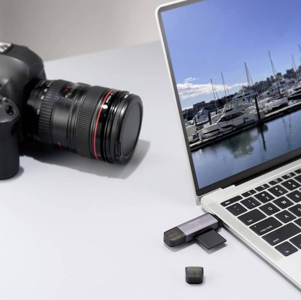 Produktbild: Renkforce RF-CR-200 Externer Speicherkartenleser USB-A, USB-C&reg; Dunkelgrau