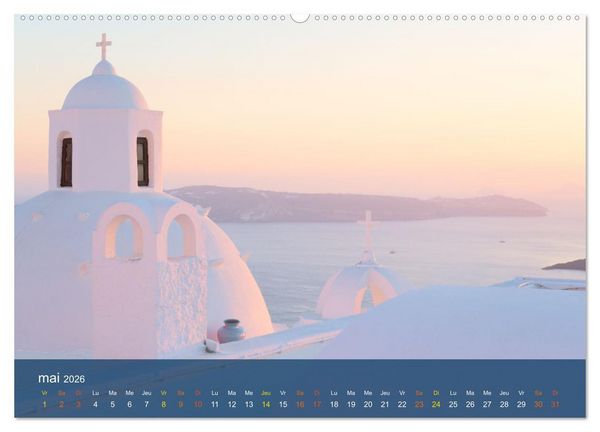 Produktbild: Santorin - La Magie des Cyclades (Calendrier mural 2026 DIN A2 vertical), CALVENDO calendrier mensuel
