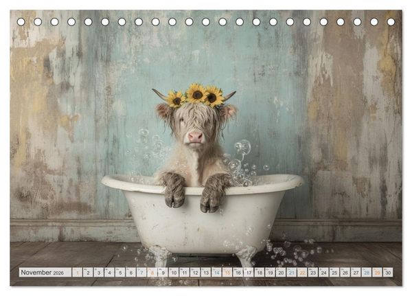 Produktbild: Wasserschlacht mit Flauschalarm (Tischkalender 2026 DIN A5 quer), CALVENDO Monatskalender