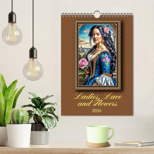 Produktbild: Ladies, Lace and Flowers (Wall Calendar 2026 DIN A4 portrait), CALVENDO 12 Month Wall Calendar