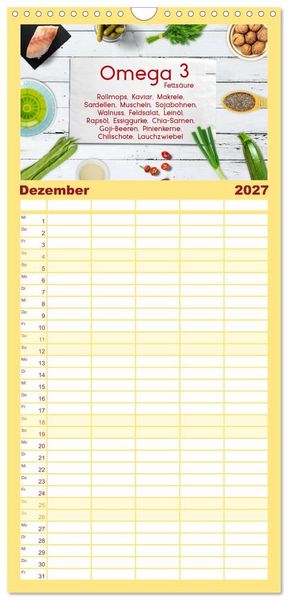 Produktbild: Familienplaner 2027 - Vitalstoffe - fit essen mit 5 Spalten (Wandkalender, 21 x 45 cm) CALVENDO