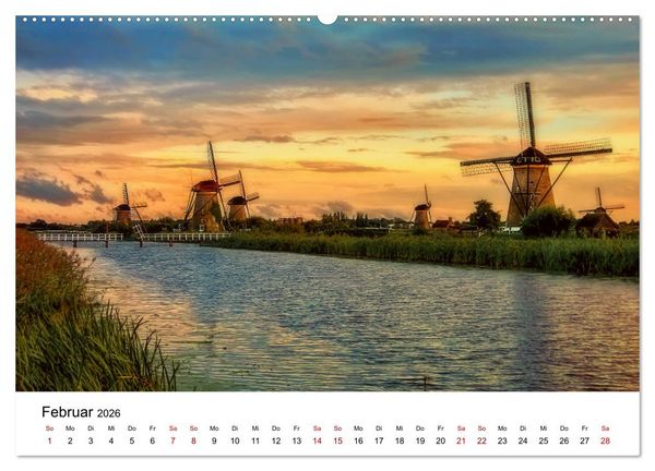 Produktbild: M&auml;rchenhafte Windm&uuml;hlen (Wandkalender 2026 DIN A2 quer), CALVENDO Monatskalender