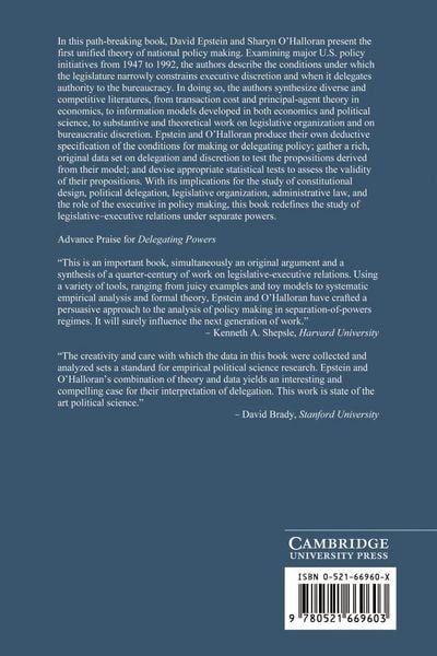 Produktbild: Delegating Powers: A Transaction Cost Politics Approach to Policy Making Under Separate Powers