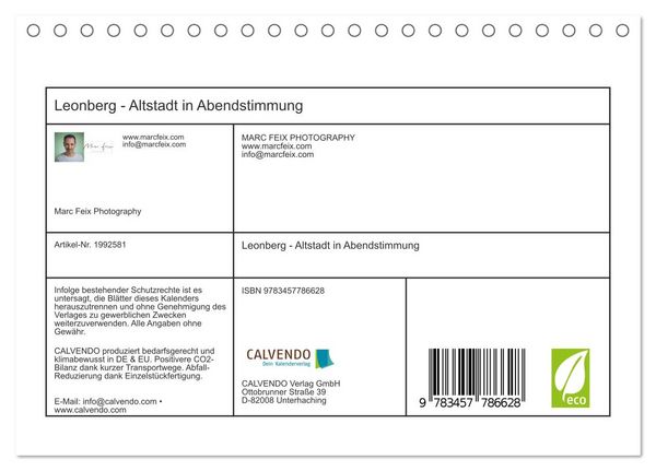 Produktbild: Leonberg - Altstadt in Abendstimmung (Tischkalender 2026 DIN A5 quer), CALVENDO Monatskalender