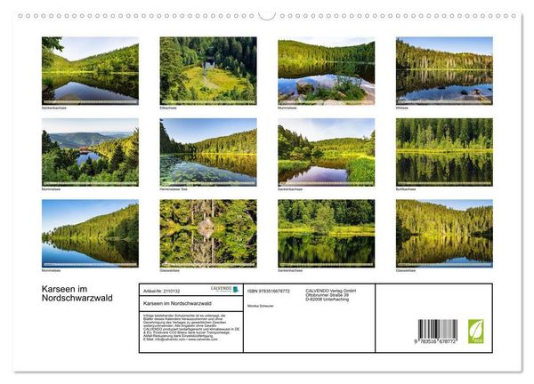 Produktbild: Karseen im Nordschwarzwald (hochwertiger Premium Wandkalender 2026 DIN A2 quer), Kunstdruck in Hochglanz