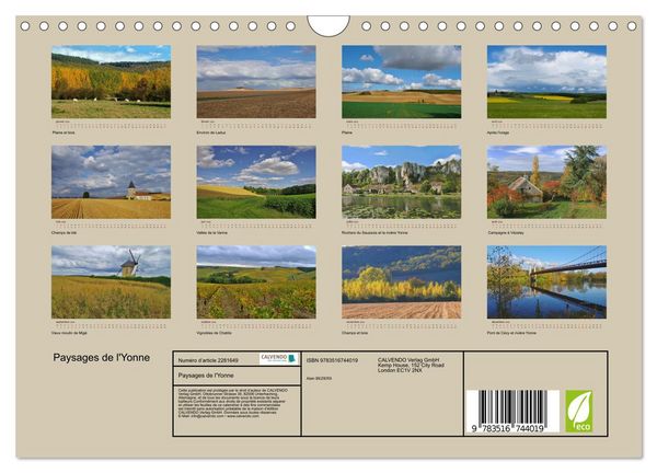 Produktbild: Paysages de l'Yonne (Calendrier mural 2026 DIN A4 vertical), CALVENDO calendrier mensuel