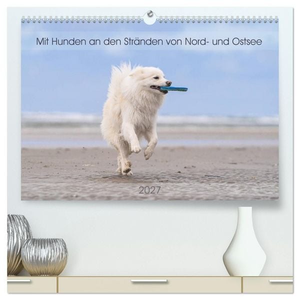Produktbild: Mit Hunden an den Str&auml;nden von Nord- und Ostsee (hochwertiger Premium Wandkalender 2027 DIN A2 quer), Kunstdruck in Hochglanz