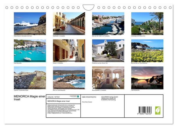 Produktbild: MENORCA Magie einer Insel (Wandkalender 2026 DIN A4 quer), CALVENDO Monatskalender