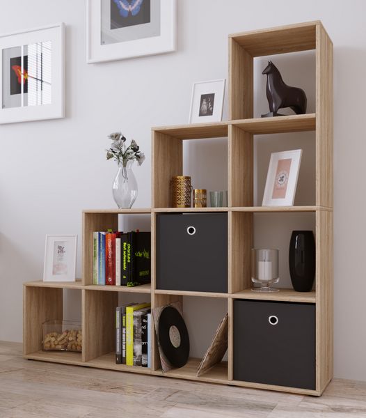 Produktbild: Holz Stand Treppenregal Regal 10 F&auml;cher Napoli
