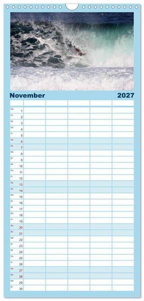 Produktbild: Familienplaner 2027 - Faszination Surfen mit 5 Spalten (Wandkalender, 21 x 45 cm) CALVENDO
