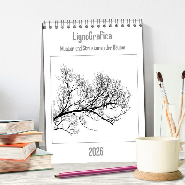 Produktbild: LignoGrafica - Muster und Strukturen der B&auml;ume (Tischkalender 2026 DIN A5 hoch), CALVENDO Monatskalender