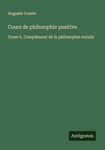Produktbild: Cours de philosophie positive