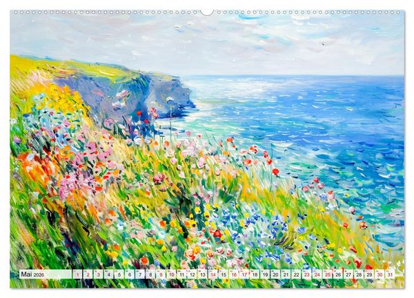 Produktbild: Ein Tag am Meer - Durch die Augen der Impressionisten (hochwertiger Premium Wandkalender 2026 DIN A2 quer), Kunstdruck in Hochglanz