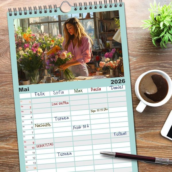Produktbild: Familienplaner 2026 - Erlebe mit mir die bunte Welt der Kreativit&auml;t mit 5 Spalten (Wandkalender, 21 x 45 cm) CALVENDO