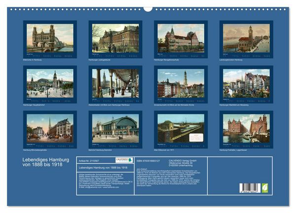 Produktbild: Lebendiges Hamburg von 1888 bis 1918 (Wandkalender 2026 DIN A2 quer), CALVENDO Monatskalender