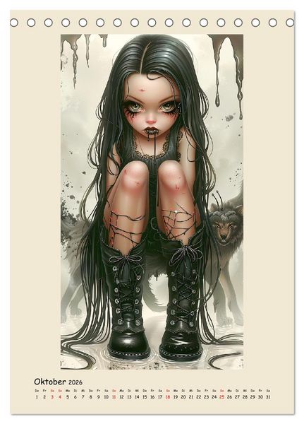 Produktbild: Gothic-Girls. Bizzare Comic-Art (Tischkalender 2026 DIN A5 hoch), CALVENDO Monatskalender