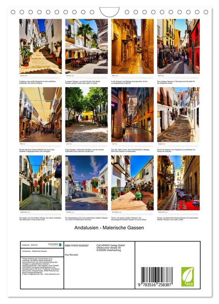 Produktbild: Andalusien - Malerische Gassen (Wandkalender 2026 DIN A4 hoch), CALVENDO Monatskalender