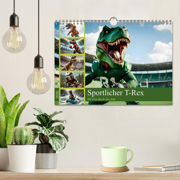 Produktbild: Sportlicher T-Rex - Mit Fun durch das Jahr (Wandkalender 2026 DIN A4 quer), CALVENDO Monatskalender