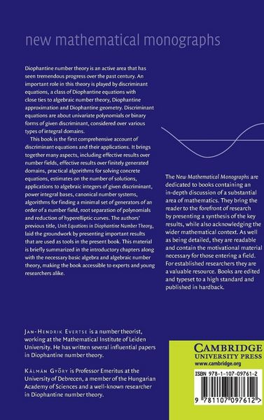Produktbild: Discriminant Equations in Diophantine Number Theory